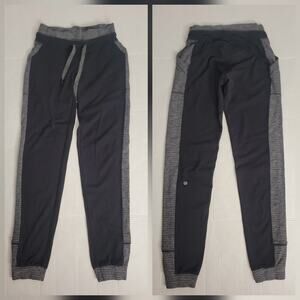 Lululemon Sweat Jogger Womens Sz 2 Base Runner Pants High Rise Gray Black